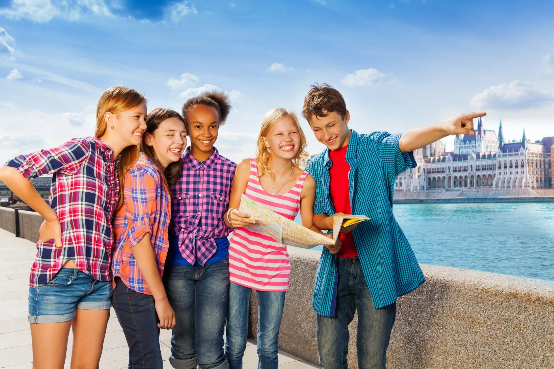 Kids with map